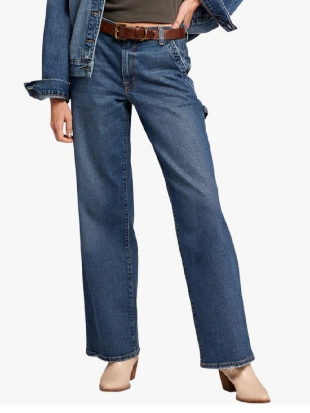 NWT Anthropologie CURRENT/ELLIOTT Dune Blue Wide Leg Painter Jeans in Women's 31